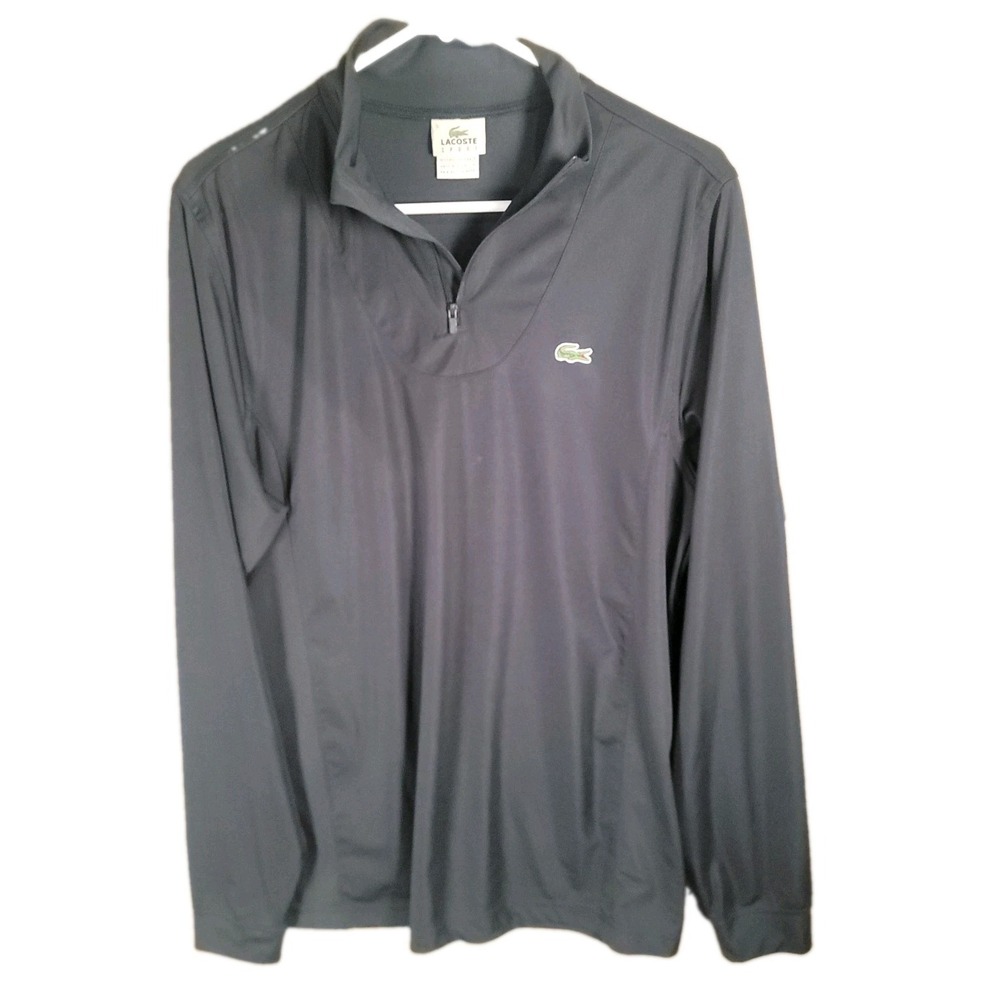 Lacoste Sport Shirt Mens 5 Large Navy Blue 1/4 Zip Tennis Golf Pullover Top